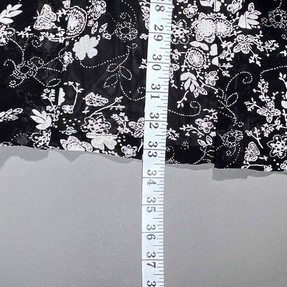 Angie Tunic Black/Flowers Laces up the Front Slits on the Sides/Front Size Small - Picture 10 of 16